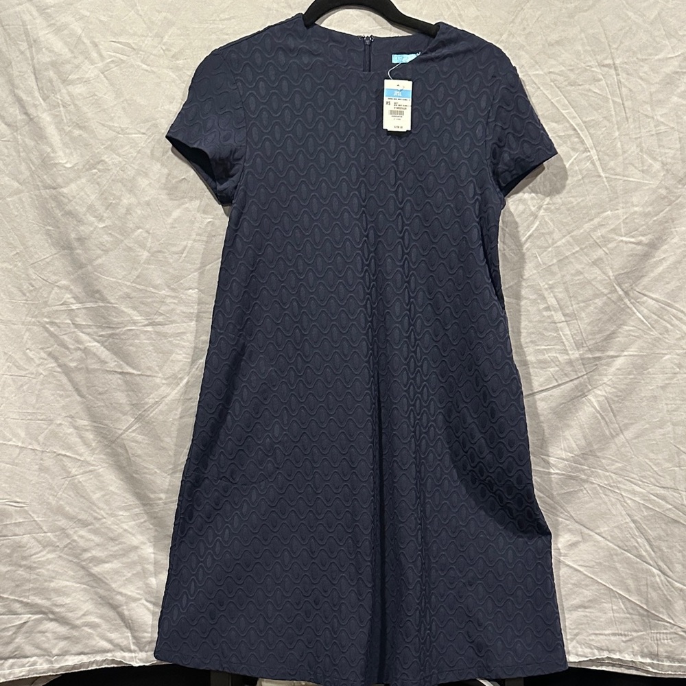 J. McLaughlin Navy Wave Pattern Dress